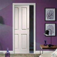 Single Pocket Victorian 4 Panel Door - Grained Surfaces - Primed