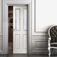 Single Pocket Victorian Door - Grained Surfaces - Forbes Etch Glass - Primed