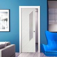 Single Pocket Monza Primed Door with Obscure Safe Glass