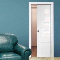 Single Pocket Palermo Primed Door with Obscure Safe Glass