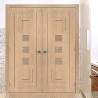 simpli double door set altino oak door clear safe glass prefinished