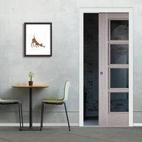 single pocket light grey vancouver door prefinished with clear safety  ...