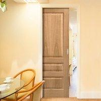 single pocket contemporary 3 panel oak veneered door prefinished