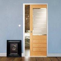 single pocket salvador white oak door with sandblasted etched safety g ...