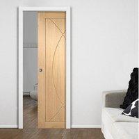 single pocket pesaro oak flush panel door prefinished