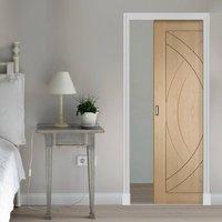 Single Pocket Treviso Oak Flush Panel Door, Prefinished