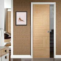 Single Pocket Ravenna Oak Flush Panel Door, Prefinished