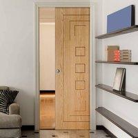 Single Pocket Altino Oak Flush Panel Door, Prefinished