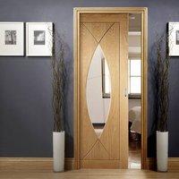 Single Pocket Pesaro Oak Door with Clear Safe Glass, Prefinished