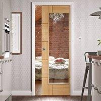 single pocket ravenna oak door with clear safe glass prefinished