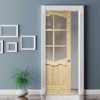 Single Pocket Riviera 6 Pane Clear Pine Door with Clear Safe Glass