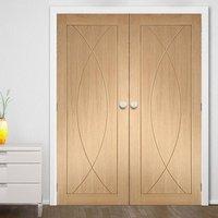 Simpli Double Door Set, Pesaro Oak Flush Door - Prefinished