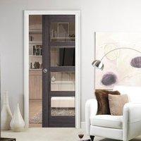Single Pocket Vancouver Ash Grey 4L Internal Door with Clear Safety Glass - Prefinished