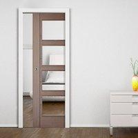 Single Pocket Vancouver Chocolate Grey 4L Internal Door with Clear Safety Glass - Prefinished