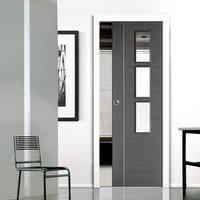 Single Pocket Chocolate Grey Alcaraz Door - Prefinished with Clear Safety Glass