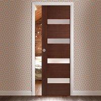 single pocket monaco walnut flush veneer door with linea frosted glass ...