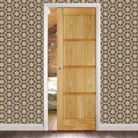 Single Pocket Oslo 4 Panel Oak Door is Pre-finished