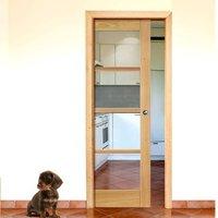 Single Pocket Oslo 4 Light Oak Door with Clear Flat Safety Glass is Pre-finished