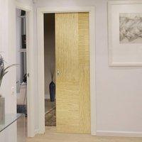 Single Pocket Hermes Oak Solid Internal Door - Prefinished