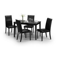 Simister Dining Table In Black With 4 Dining Chairs
