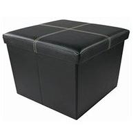 single faux leather ottoman seat folding storage pouffe foot stool sto ...