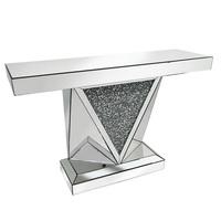 Siloth Mirror Console Table In Silver With Glass Crystals