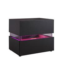 Sienna Bedside Cabinet In Black With 2 Drawers And LED
