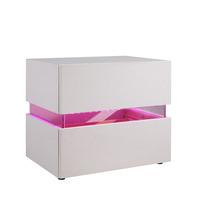 Sienna Bedside Cabinet In White With 2 Drawers And LED
