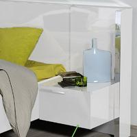 Sinatra White High Gloss Finish Left BedSide Table With Light