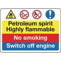 SIGN PETROLEUM SPIRIT NO SMOKING 400 X 300 POLYCARB