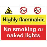 SIGN HIGHLY FLAMMABLE NO SMOKING 400 X 300 POLYCARB