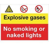 SIGN EXPOSIVE GASES NO SMOKING 400 X 300 POLYCARB