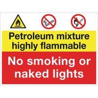 SIGN PETROLEUM MIXTURE HIGHLY FLAMMABLE400X300 RIGID PLASTIC