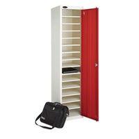 SINGLE DOOR 15 SHELF STORE LOCKER WHITE BODY/RED DOOR