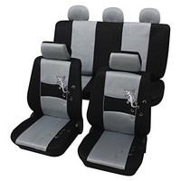 Silver & Black Stylish Car Seat Cover set - For Fiat Linea - Washable