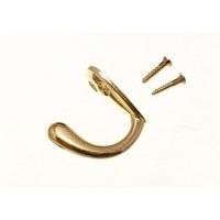 Single Hat and Robe Coat Hanger Clothes Hook Brass Plated + Screws ( pack 24 )