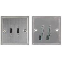 Single Gang Steel Wallplate with 2X Hdmi Sockets