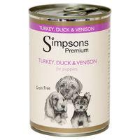 simpsons premium wet dog food saver pack 12 x 400g puppy turkey duck v ...