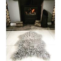 Silver Soft Shaggy Faux Sheepskin Rug