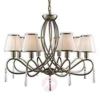 simplicity chandelier with eight fabric lampshades