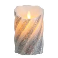 Silver-coloured LED wax candle Twinkle Wax