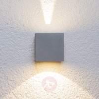 Silver LED outdoor wall light Jarno, cube form
