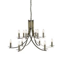 Sierra 12 Lamp Antique Brass Ceiling Light With Glass Sconces