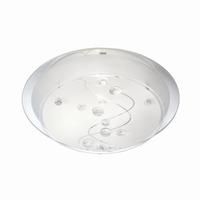 Single Round Flush Ceiling Light With Clear Beads On Glass