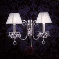 silvery fabricwall lamp crystal design 2 light