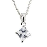 Silver square cubic zirconia pendant