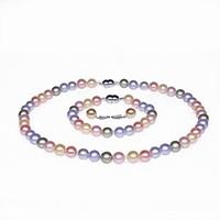 single strand aa pearl necklace bracelet earring set more colors