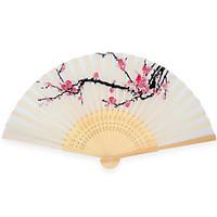 Silk Fans and parasols - 4 Piece/Set Hand Fans Garden Theme / Asian Theme / Floral Theme White