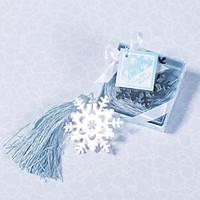 silver finish snowflake bookmark with ice blue tassel