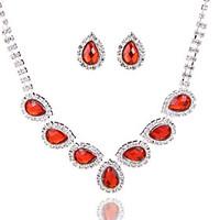 Simple Ladies\'/Women\'s Alloy Wedding/Party Jewelry Set With Rhinestone Red
